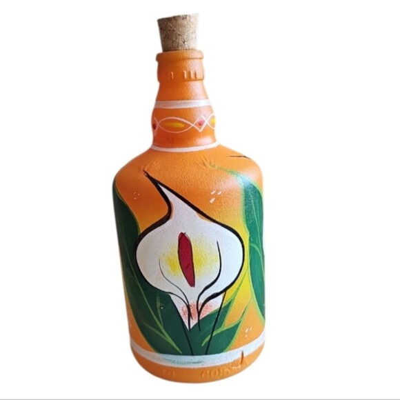 Vintage Grupo Corona Mexican Barware Set Hand-Painted Decanter + 6 Shot Glasses - Picture 6 of 16